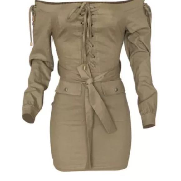 Catwalk Connection Verushka lace up tan dress xs - Picture 3 of 7